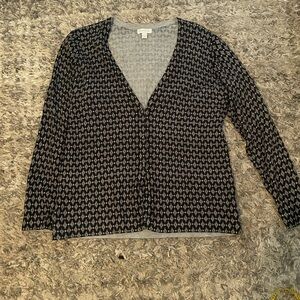 Charter Club Black and Gray Patterned Cardigan
